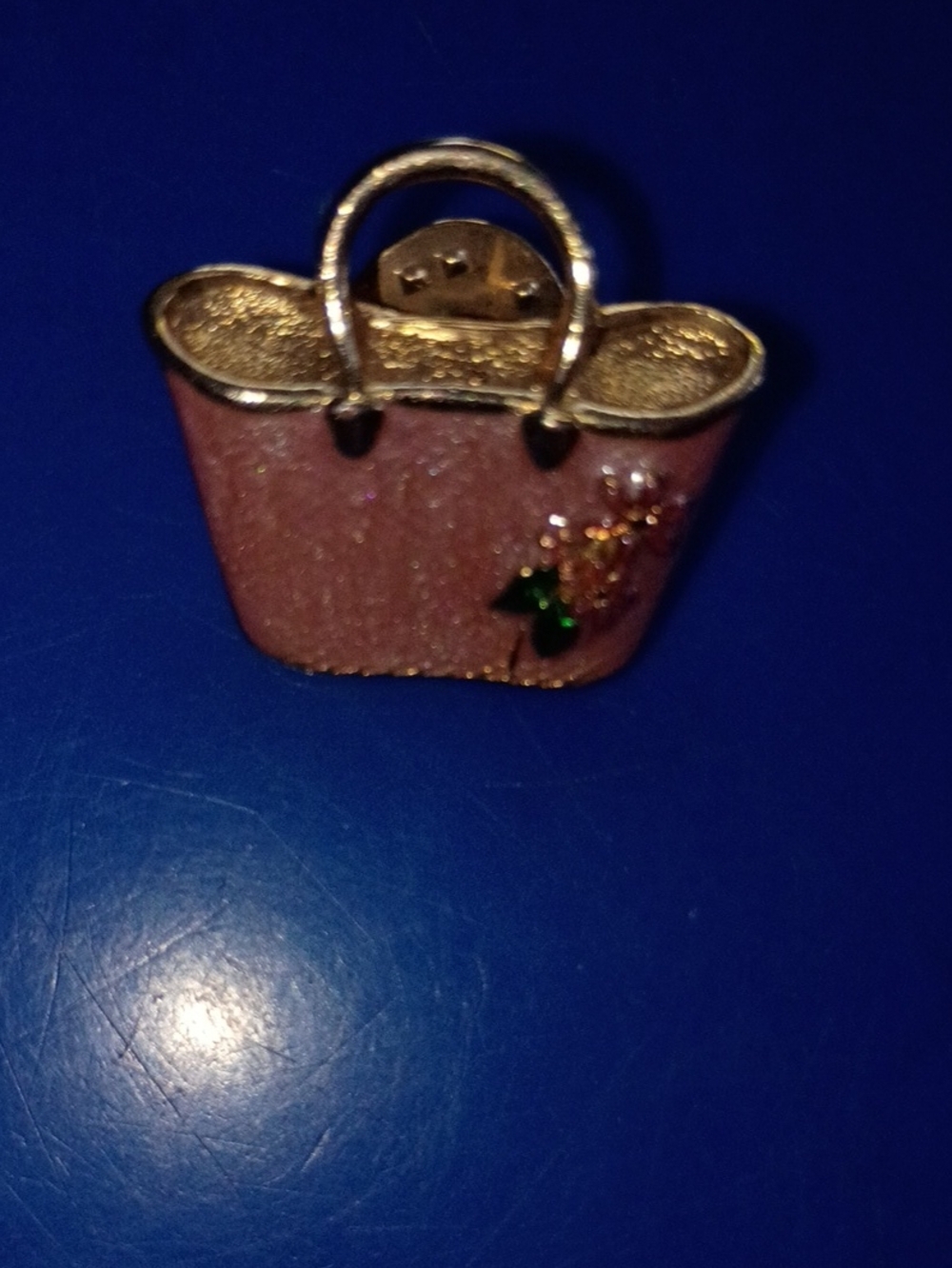 Avon Pink Handbag Phone Charm with Gold Trim